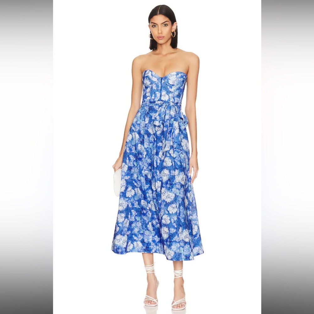 NWT SIZE 2 BARDOT VIBRANT FLORAL MIDI DRESS IN BOLD BLUE FORAL 💙